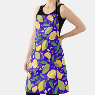 Tablier Motif botanique de citron d'agrumes élégant en ble