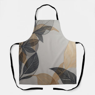 Tablier Motif botanique de feuille stylisé élégant noir or