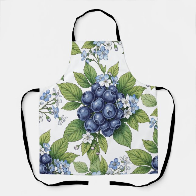 Tablier Motif botanique de fleur de bleuet vintage (Recto)