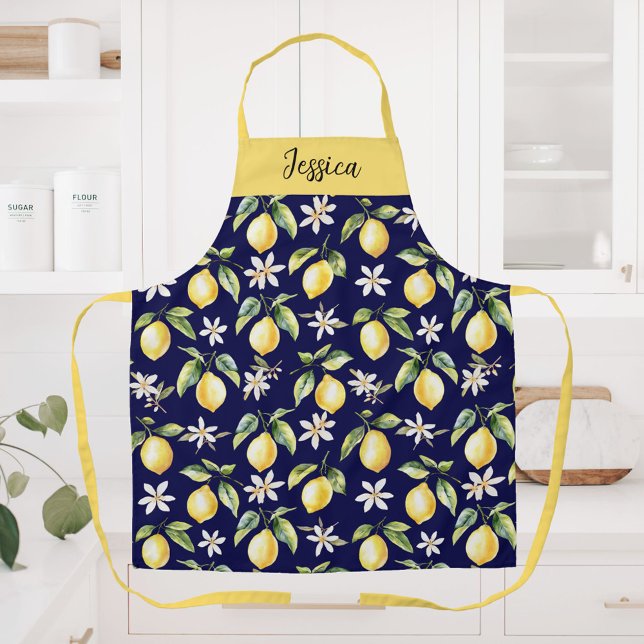 Tablier Motif botanique de fruit de citron agrume Monogram (In situ)
