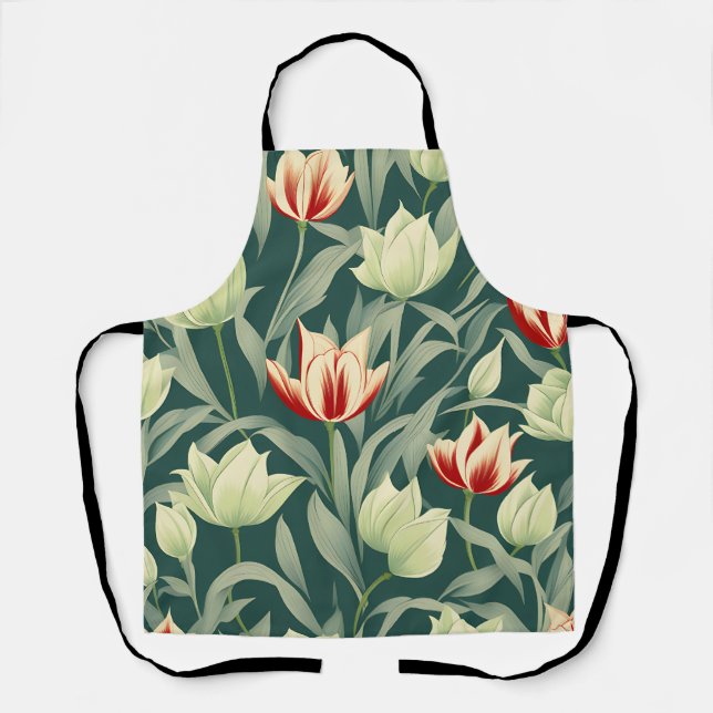 Tablier Motif botanique des Tulipes vintages (Recto)
