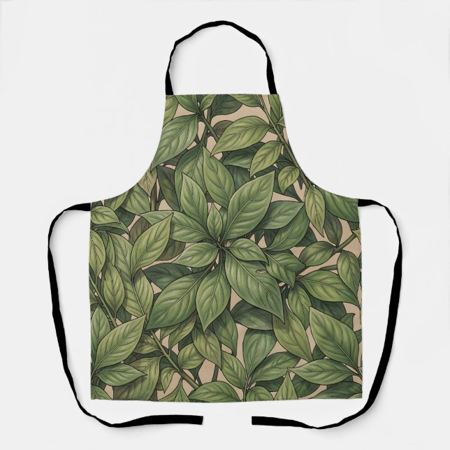 Tablier Motif botanique vert feuille sans couture vintage (Recto)