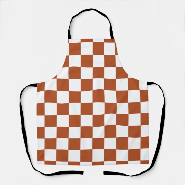 Tablier Motif Brown blanc À damiers chèque (Recto)