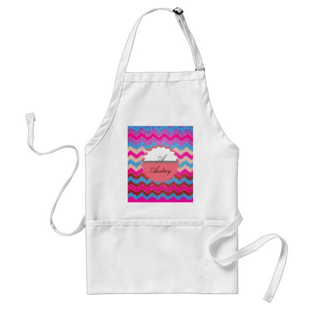 Tablier Motif Bureau Parti Paix Chevrons Monogramme (Devant)