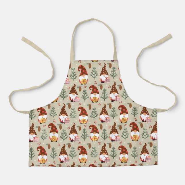 Tablier Motif cadeau Noël Gnomes (Recto)