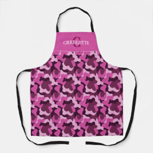 Tablier Motif camouflage monogrammé rose vif