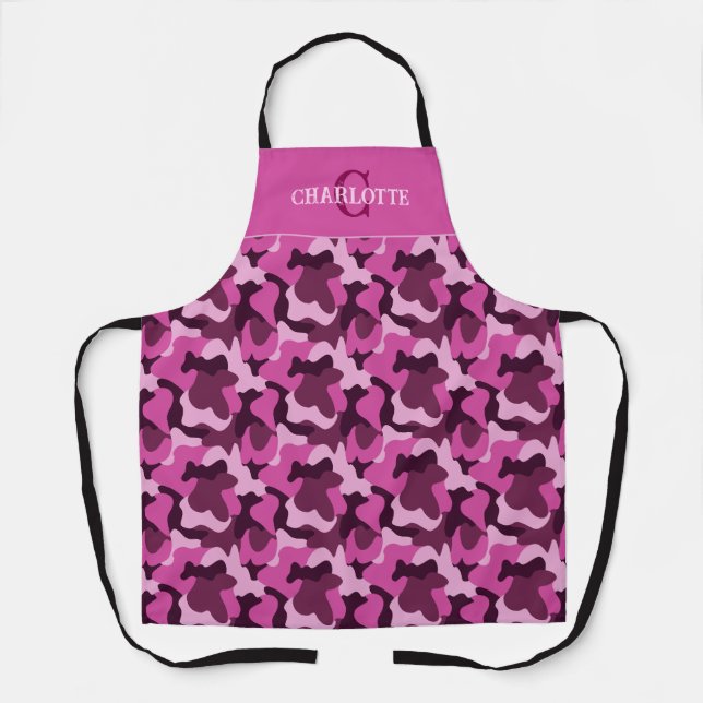 Tablier Motif camouflage monogrammé rose vif (Recto)