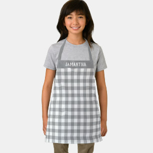 Tablier Motif carreau de bœuf gris blanc rustique personna