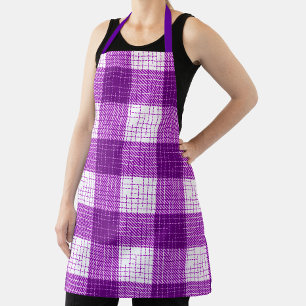 Tablier Motif carreaux à carreaux gras violet et blanc