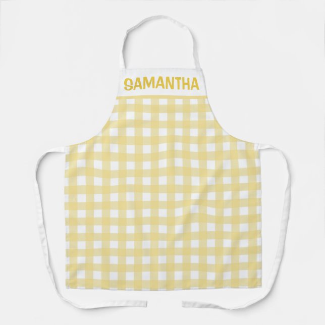 Tablier Motif carreaux gingham jaune et blanc (Recto)