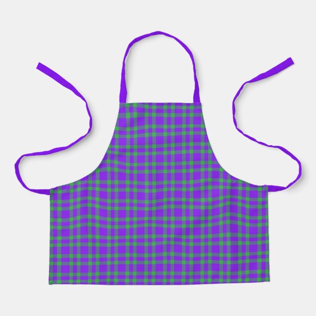 Tablier Motif carreaux vert et violet (Recto)