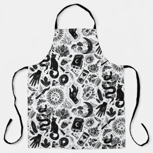 Tablier Motif céleste ensorcelant Mystica noir et blanc