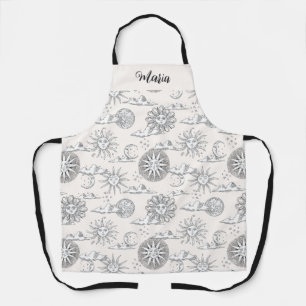 Tablier Motif céleste vintage Sun Moon Personnalisé