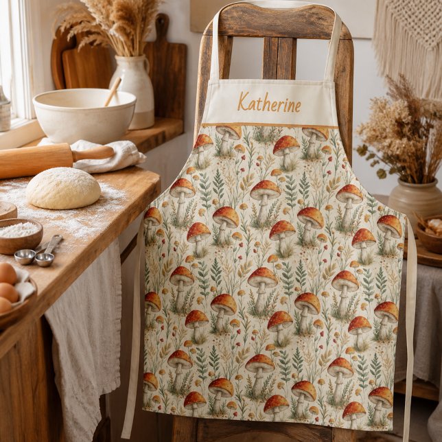 Tablier Motif champêtre bohème aux champignons (Créateur téléchargé)