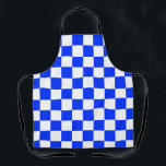 Tablier Motif chèque À damiers blanc bleu<br><div class="desc">Bleu et blanc À damiers Carré géométrique Conception Motif</div>