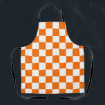 Tablier Motif chèque À damiers blanc orange<br><div class="desc">Chèque orange et blanc À damiers conception Motif Carré géométrique</div>