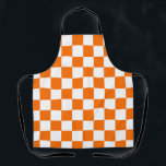 Tablier Motif chèque À damiers blanc orange<br><div class="desc">Chèque orange et blanc À damiers conception Motif Carré géométrique</div>