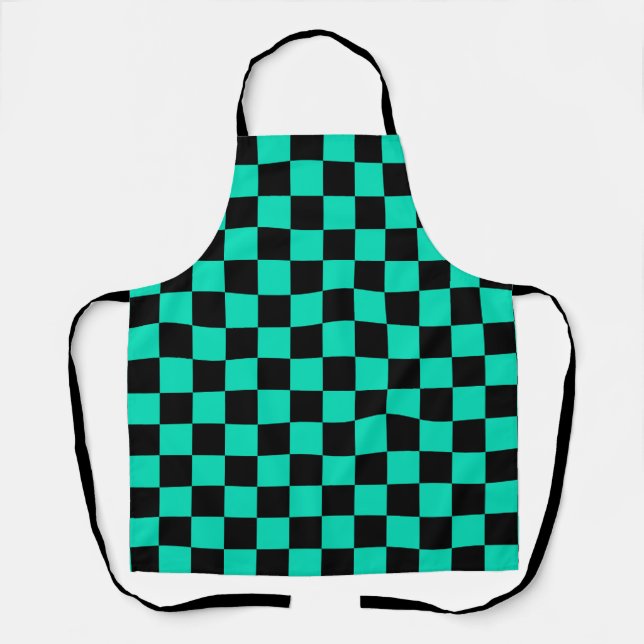 Tablier Motif chèque À damiers noir vert (Recto)