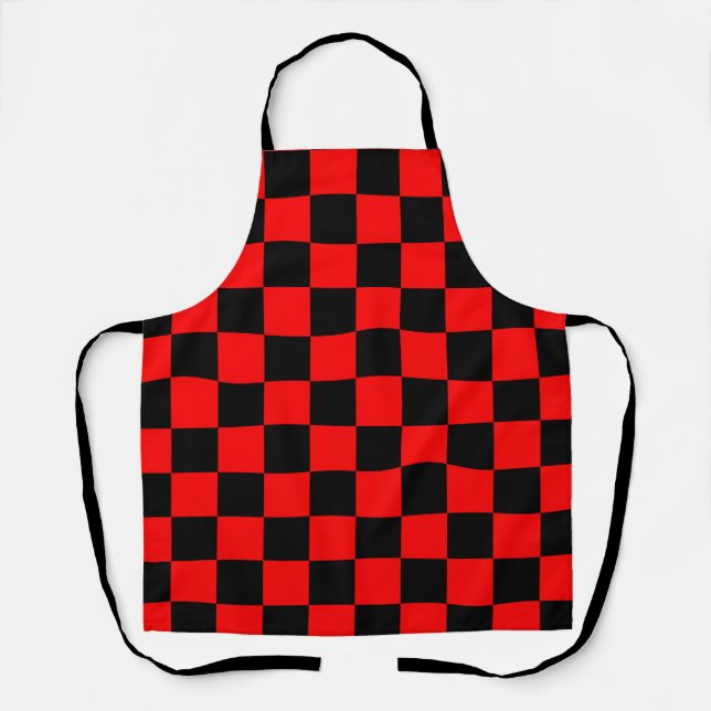 Tablier Motif chèque À damiers rouge (Recto)