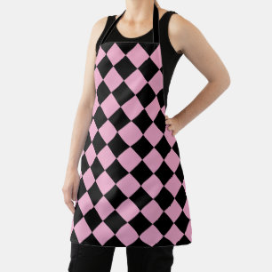 Tablier Motif Chevron Noir et Rose Clair Élégant