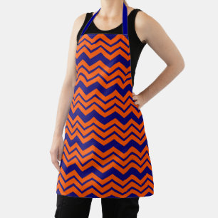 Tablier Motif chevron zigzag bleu orange