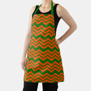 Tablier Motif chevron zigzag vert orange