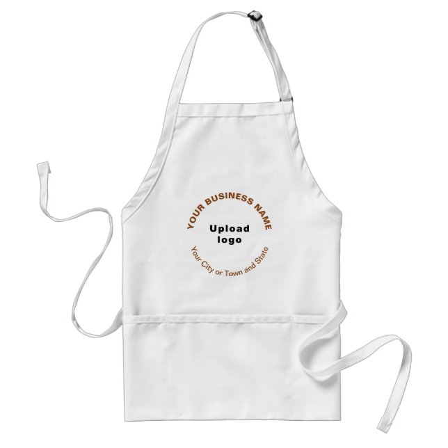 Tablier Motif circulaire Brown Textes Marque d'affaires su (Devant)