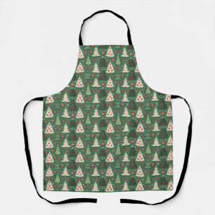 Tablier Motif Classique d'Arbre de Noël Vert pour les Fête