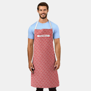 Tablier Motif clé grec Dian DIY Couleurs Rouge Blanc SV