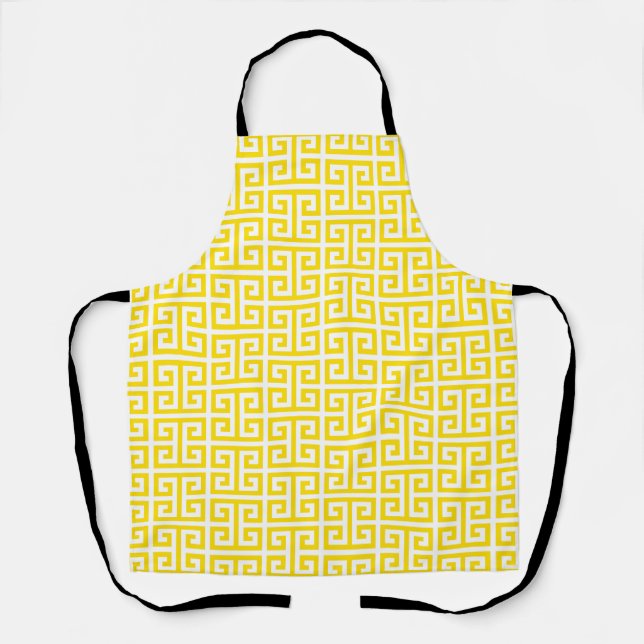 Tablier Motif clé grec jaune doré (Recto)