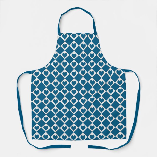 Tablier Motif Coeur bleu blanc (Recto)
