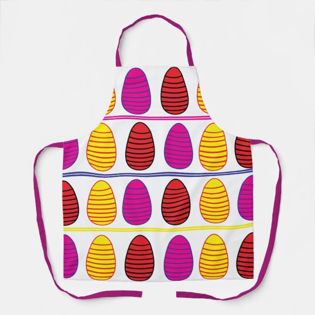 Tablier Motif coloré d'oeufs de Pâques joyeux     (Recto)