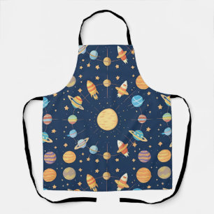 Tablier Motif coloré sur le thème de l'espace avec des pla