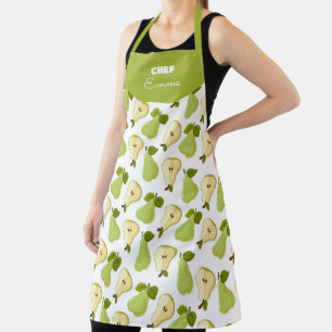 Tablier Motif combiné de poires ouvertes et entières