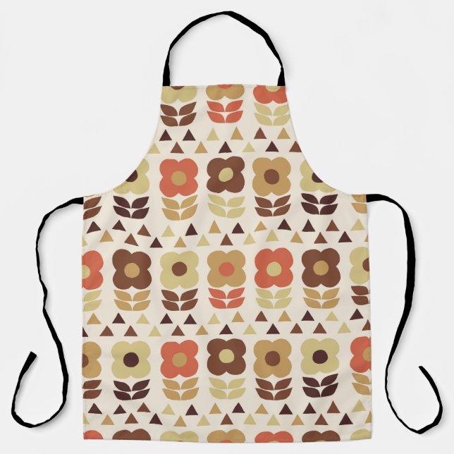 Tablier Motif continu fleurs rétro (Recto)