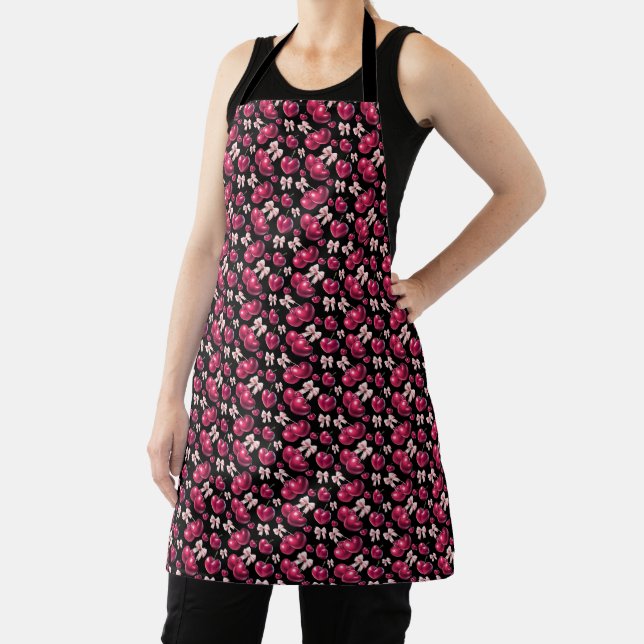 Tablier Motif Coquette Cerise Rose Ruban Esthétique  (Insitu)
