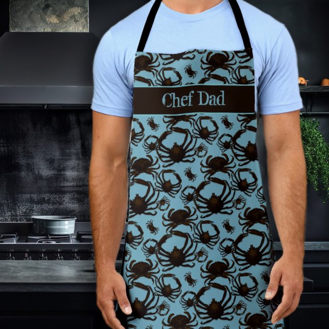 Tablier Motif Crabes Chef Bleu Cadeau Pour Lui (Créateur téléchargé)