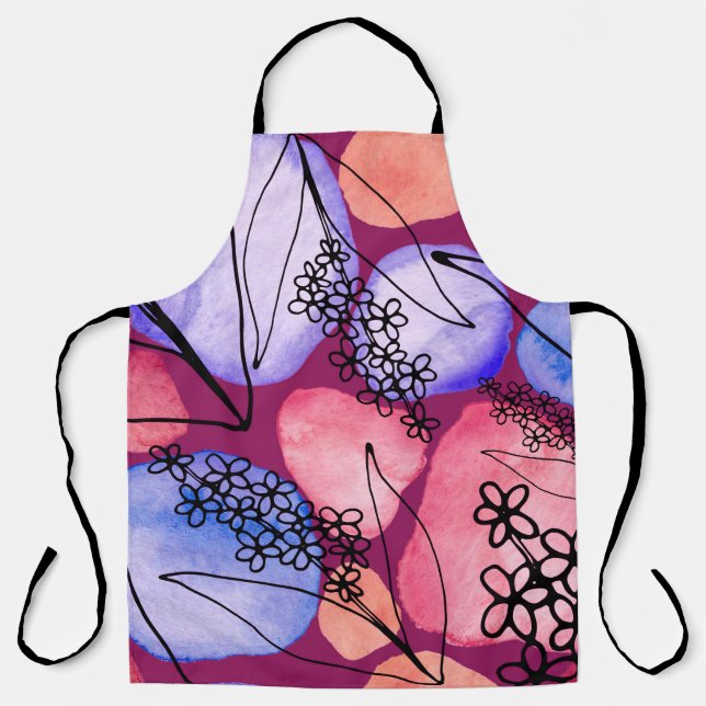 Tablier Motif créatif sans faille avec fleurs d'art (Recto)