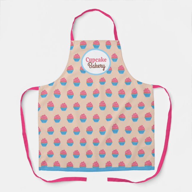 Tablier Motif Cupcakes | Crème rose | Boulangerie de gâtea (Recto)