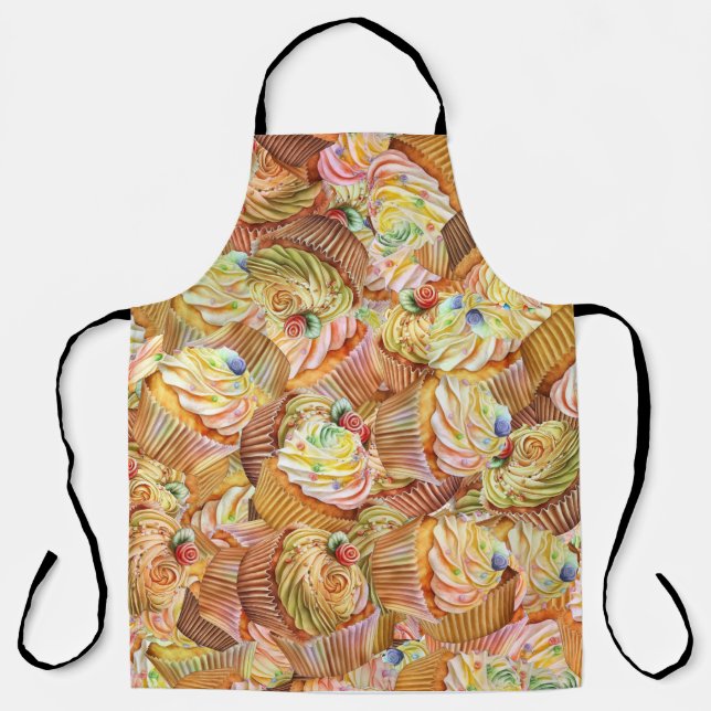 Tablier Motif Cute Cupcake, Motif Arrière - plan Cupcake (Recto)