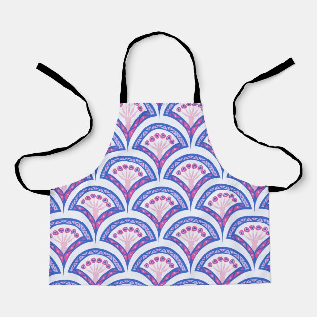 Tablier motif damassé floral bleu (Recto)