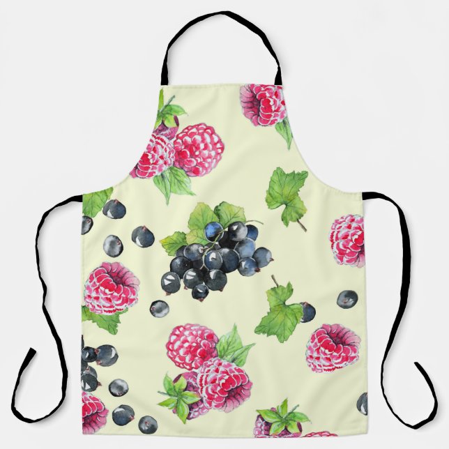 Tablier Motif d'aquarelle de framboise, curry (Recto)