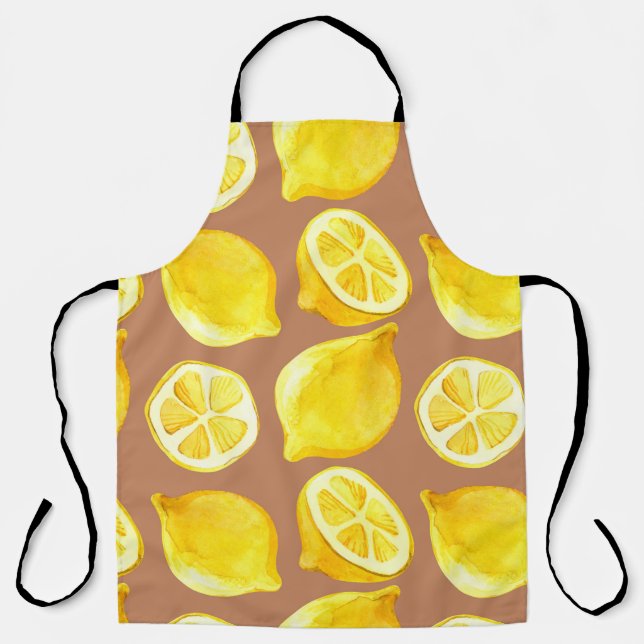 Tablier Motif d'aquarelle transparente avec citrons (Recto)