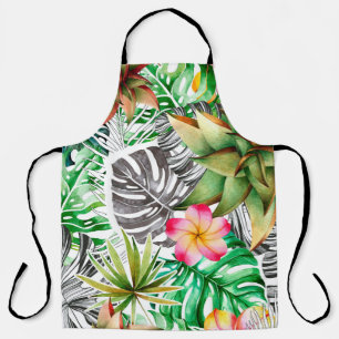 Tablier Motif d'aquarelle transparente de feuilles tropica
