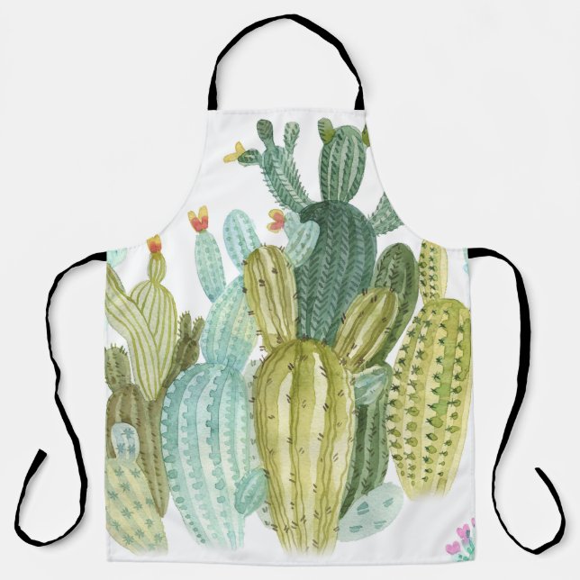 Tablier Motif d'aquarelle vintage Cactus Blooming (Recto)
