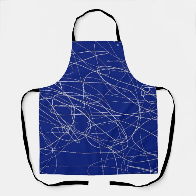 Tablier motif d'art bleu abstrait Apron (Recto)