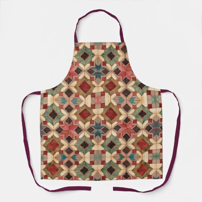 Tablier motif d'art de bloc de patchwork géométrique vinta (Recto)
