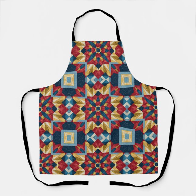 Tablier motif d'art de bloc de patchwork géométrique vinta (Recto)