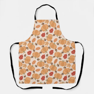 Tablier Motif d'automne avec citrouilles, glands et feuill