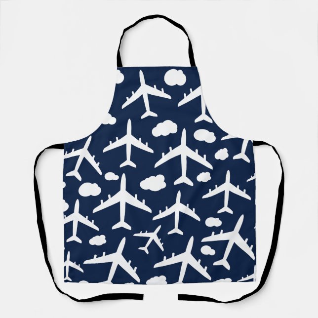 Tablier Motif d'avion volant bleu (Recto)